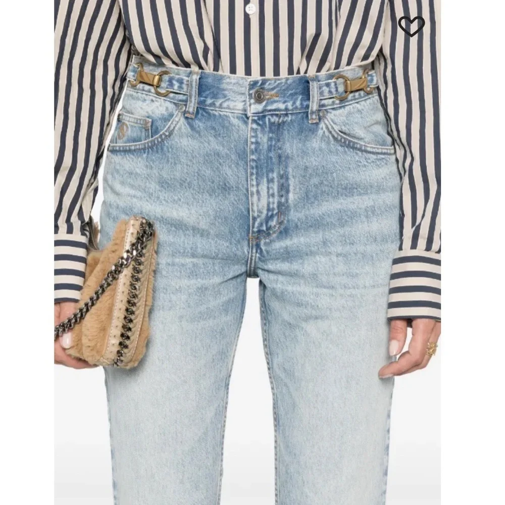 NWT Stella McCartney Jeans Gold Clasp-Embellished Tapered in Blue Denim
